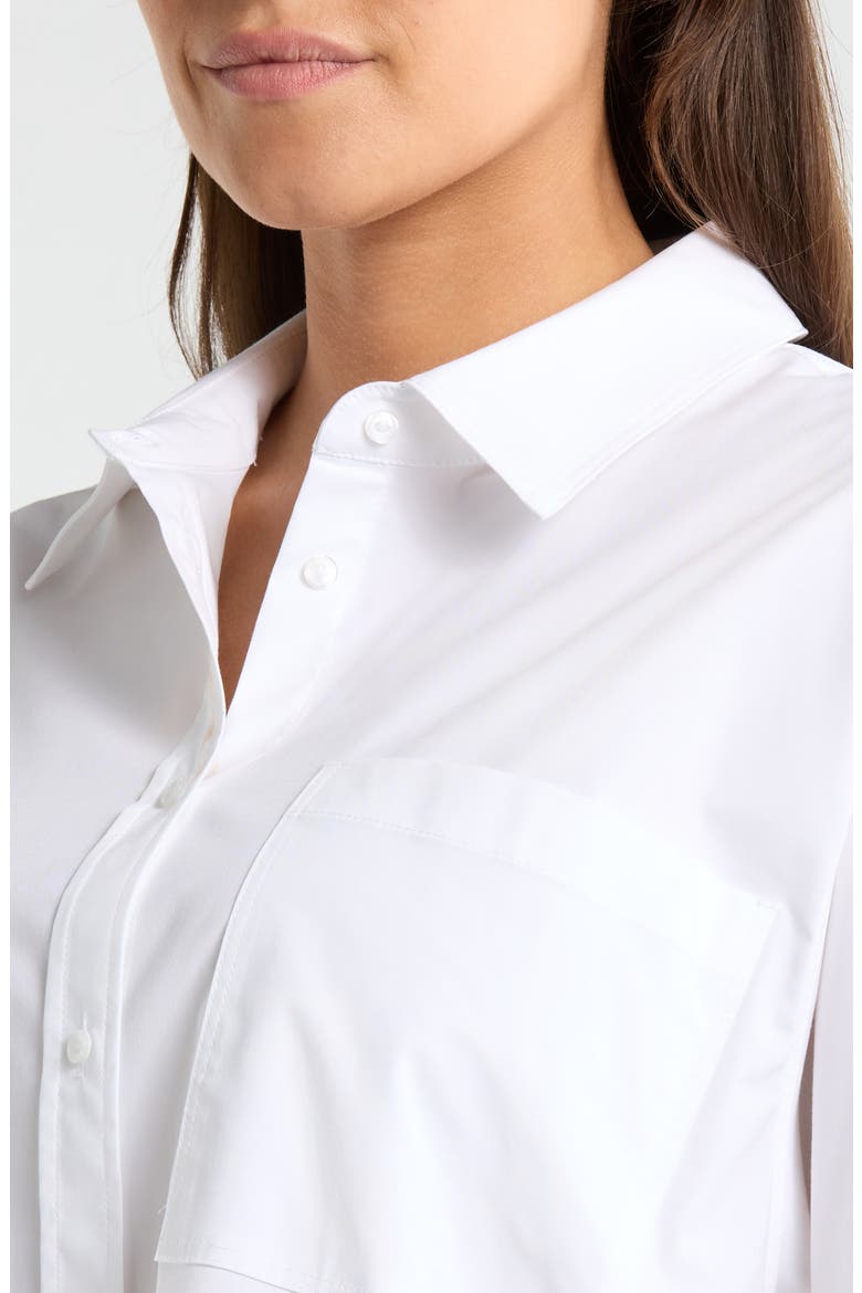 Corinna Oversize Short Sleeve Crop Button-Up Shirt, Alternate, color, WHITE