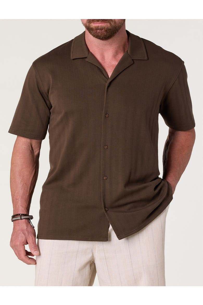 Big & Tall PiquÃ© Jacquard Button-Front Polo Shirt, Main, color, COFFEE