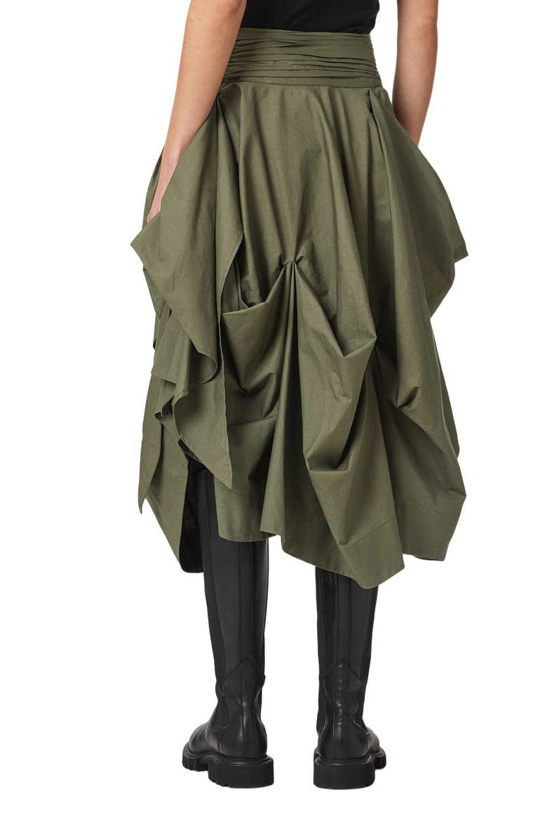 Brynne Ruched Waist Cotton Midi Skirt, Alternate, color, WILD GREEN