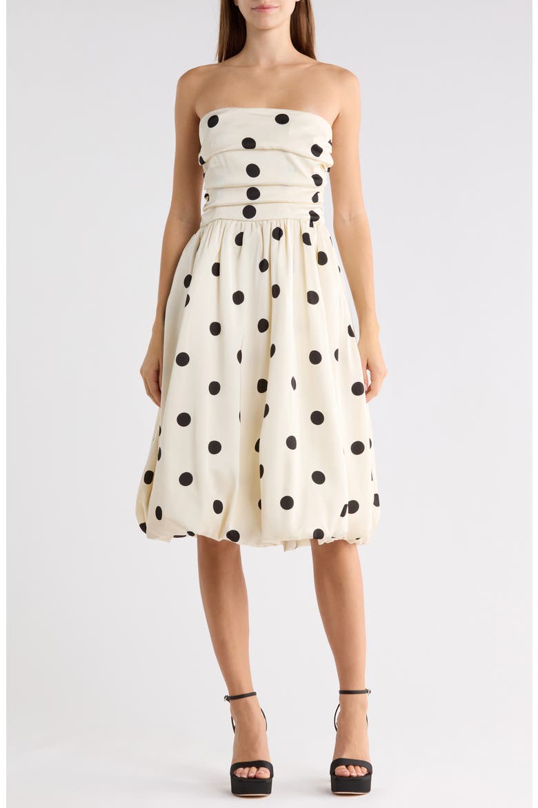 Nadine Strapless Bubble Hem Dress, Main, color, IVORY/ BLACK