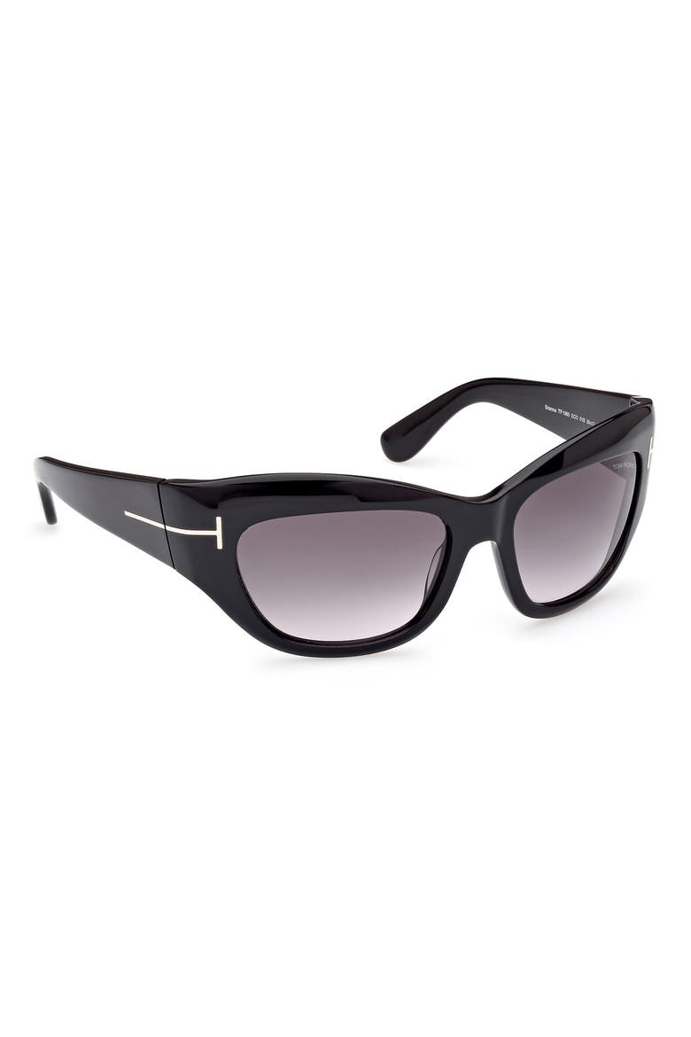 Brianna 55mm Gradient Cat Eye Sunglasses, Alternate, color, SHINY BLACK / SMOKE PINK