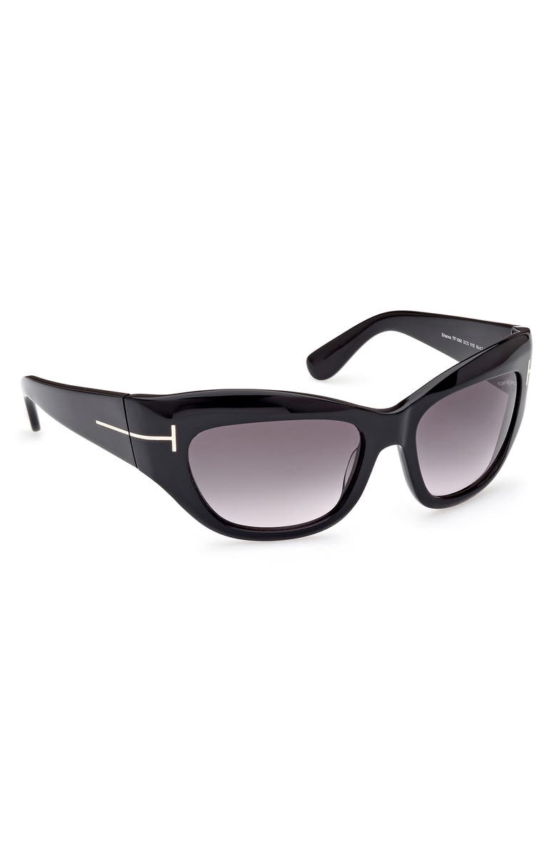 TOM FORD Brianna 55mm Gradient Cat Eye Sunglasses, Alternate, color, Shiny Black / Smoke Pink