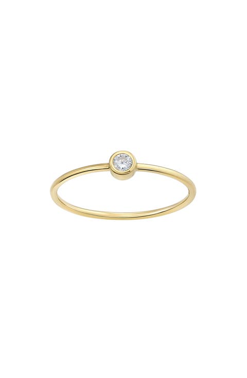 10K Gold Bezel Set CZ Ring - Size 7