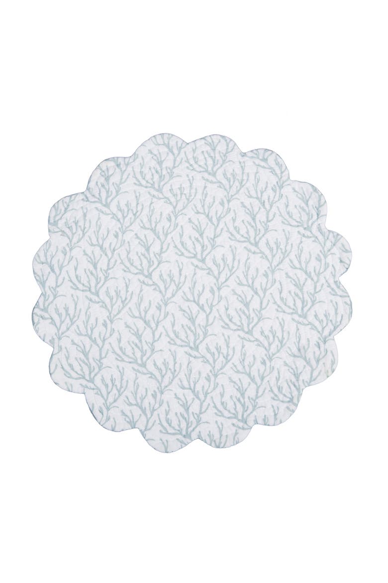 Seafoam Reef Scalloped Round Placemats Set of 6 Nautical Design Coral, 17", Alternate, color, White