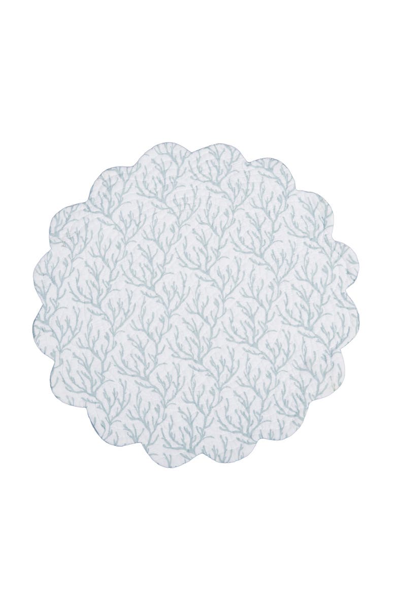 C&F Home Seafoam Reef Scalloped Round Placemats Set of 6 Nautical Design Coral, 17", Alternate, color, White