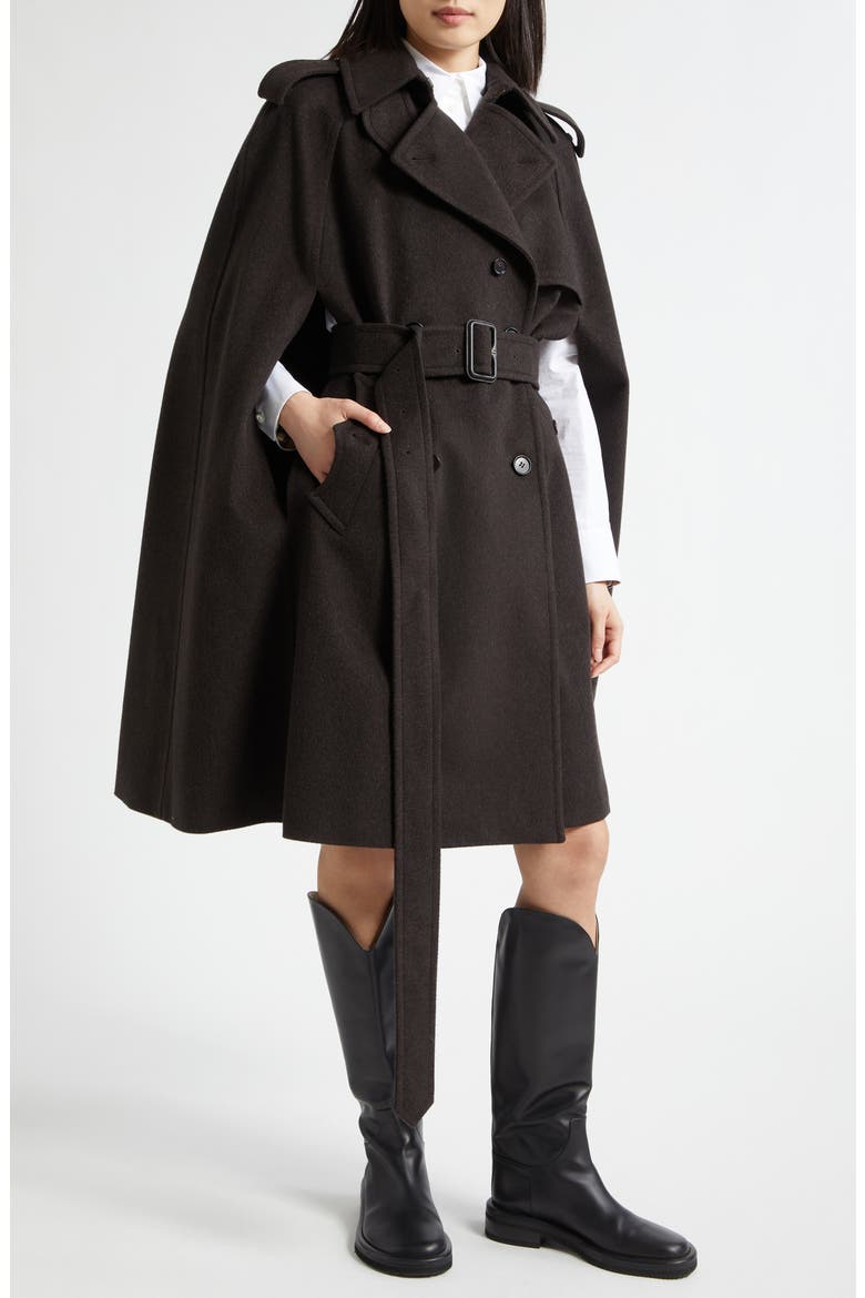 Belmont Cashmere Trench Cape, Alternate, color, BROWN MELANGE