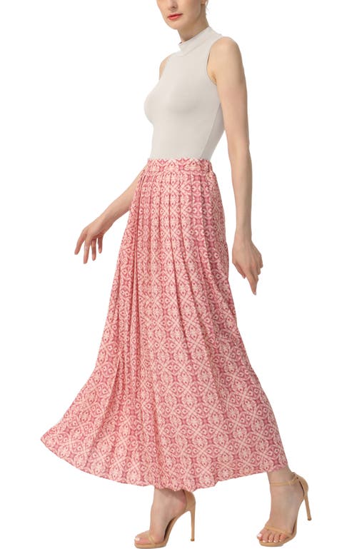 Kimi & Kai Women's Print Box Pleat Maxi Skirt In Rosette
