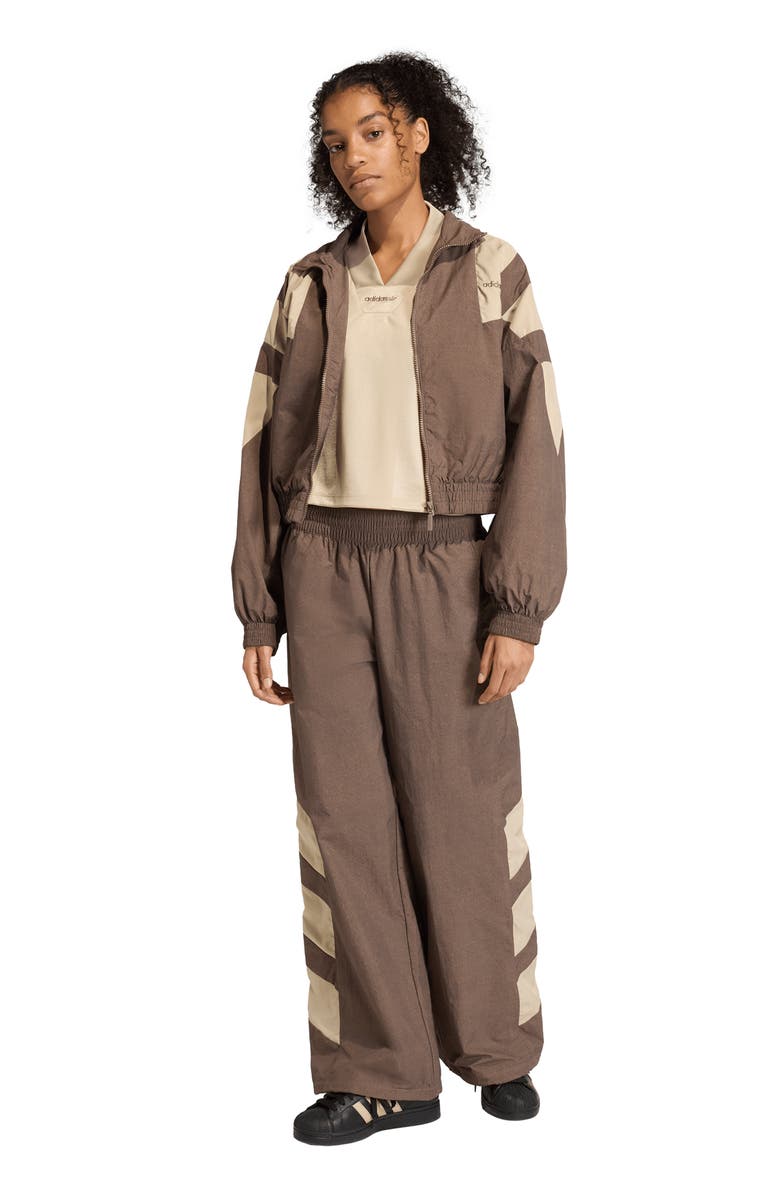 adidas Blocked Front Zip Track Jacket, Alternate, color, Dark Brown