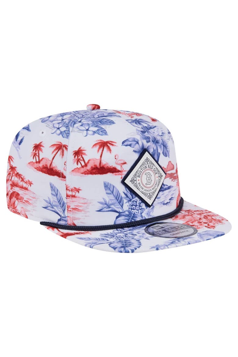 Men's New Era White Boston Red Sox Printed Island Golfer Snapback Hat, Alternate, color, White