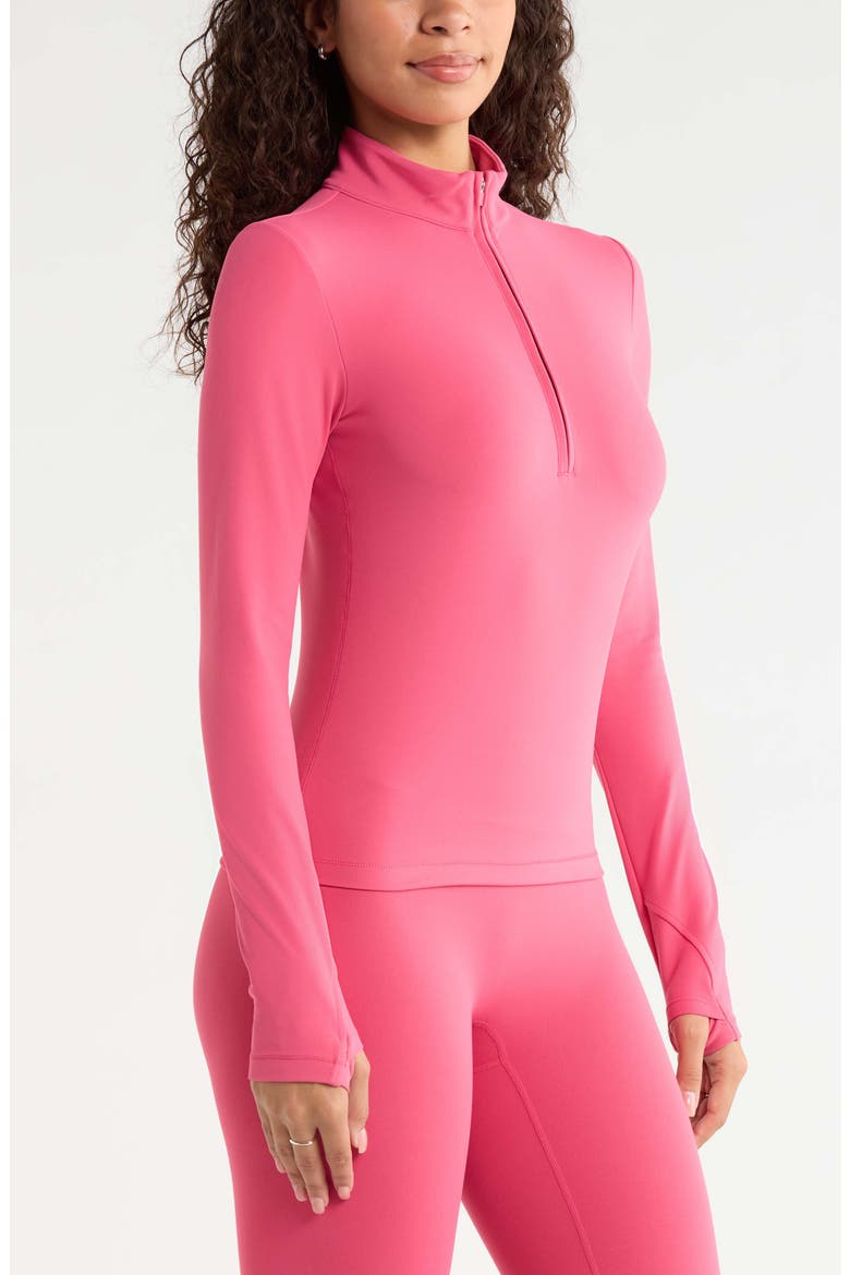 Zen Half Zip Pullover, Alternate, color, PINK CARMINE