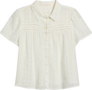 Treasure & Bond Sheer Embroidered Button-Up Shirt