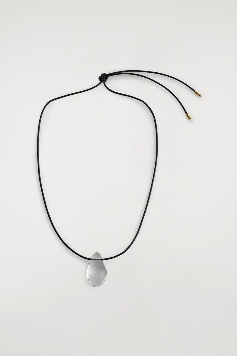 Domed Glass Pendant Necklace, Main, color, CLEAR / BLACK
