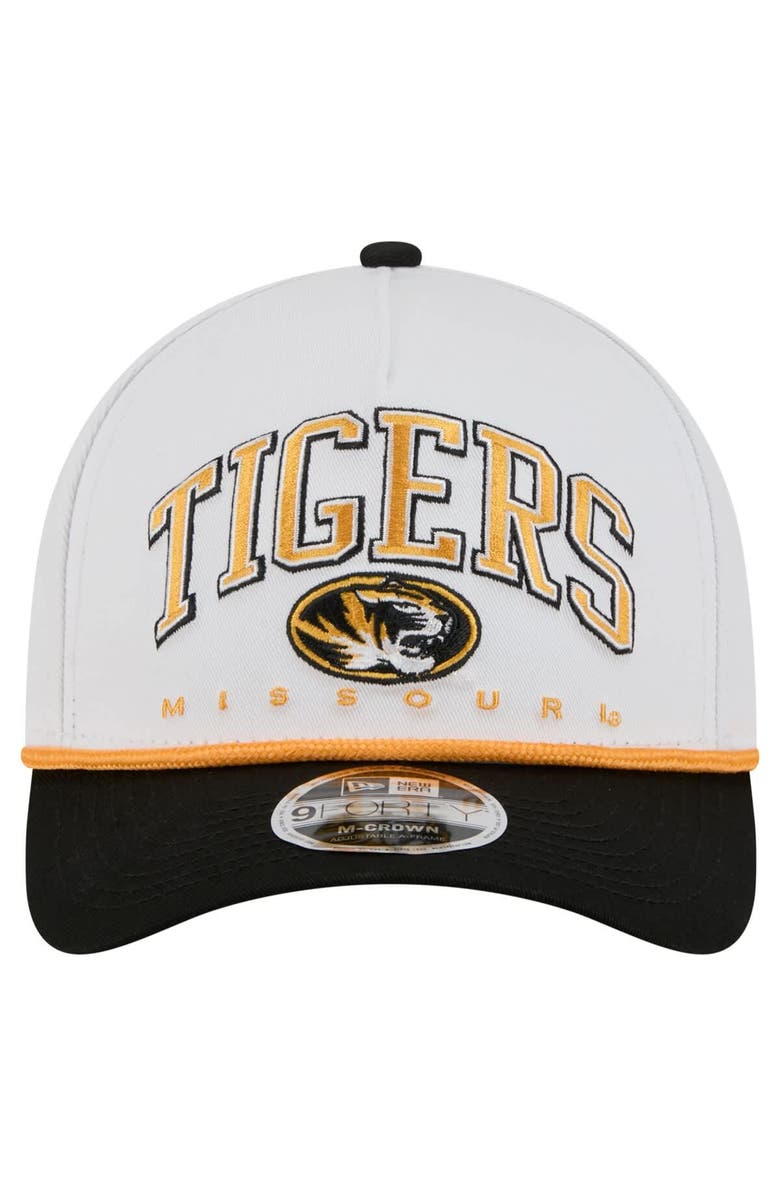 New Era Men's New Era White/Black Missouri Tigers Arch Two-Tone Rope 9FORTY A-Frame M-Crown Adjustable Hat, Alternate, color, White