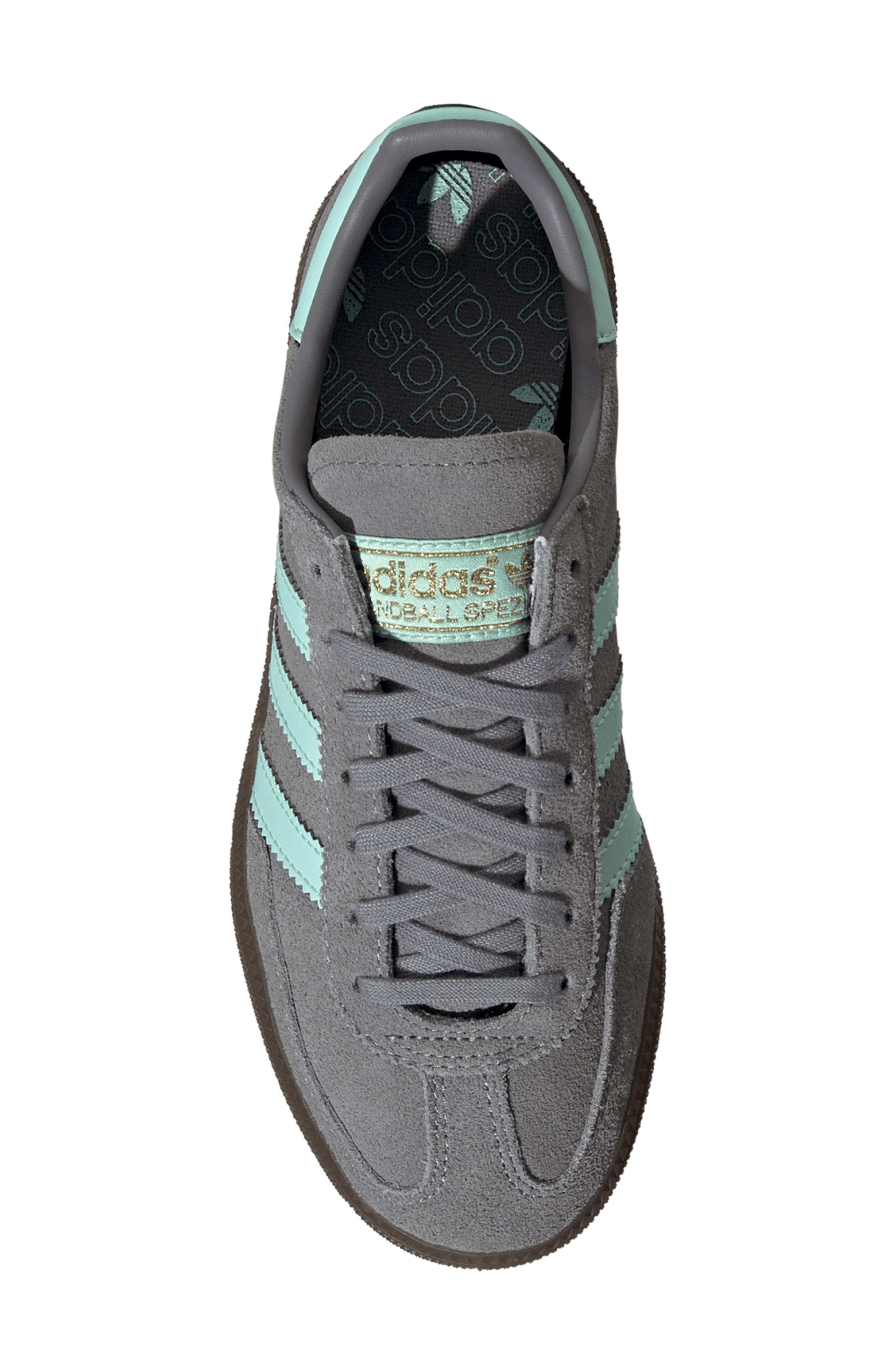 adidas Kids' Handball Spezial Sneaker, Alternate, color, Grey/ Clear Mint/ Gum