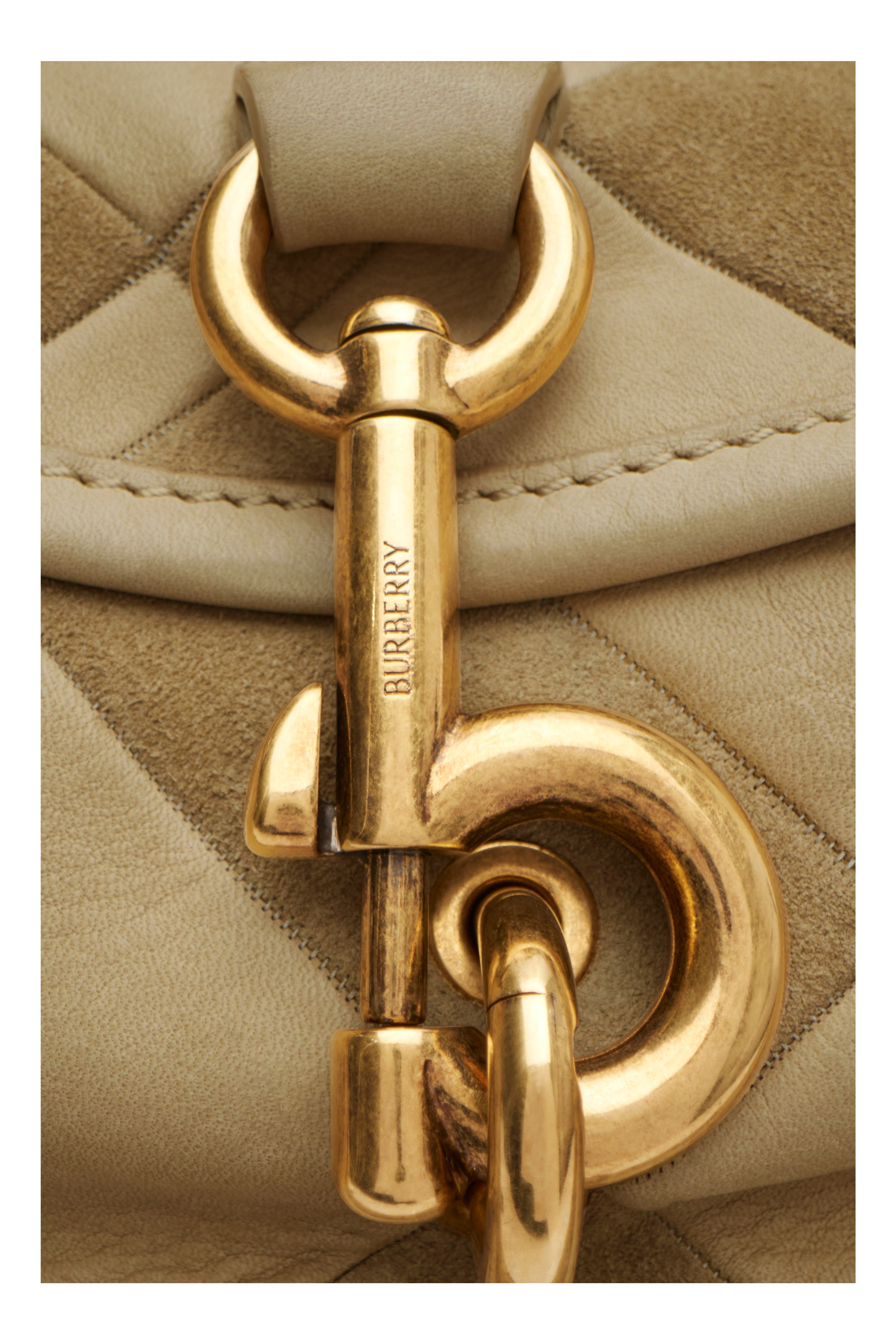 Burberry Medium B Clip Messenger Bag, Alternate, color, Sandstorm