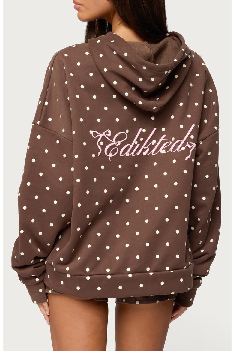 Chelsie Polka Dot Hoodie, Alternate, color, BROWN