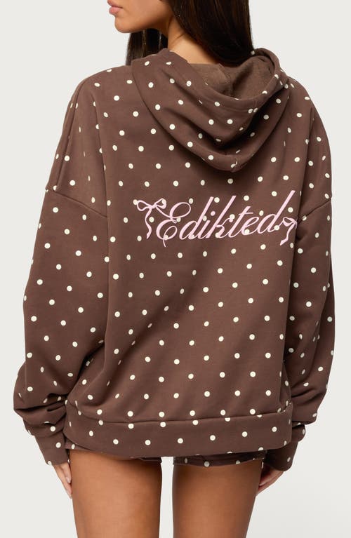 Edikted Chelsie Polka Dot Hoodie In Brown