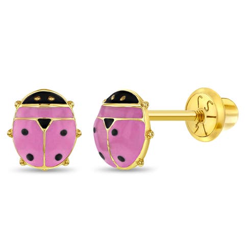 14k Garden Ladybug Earrings