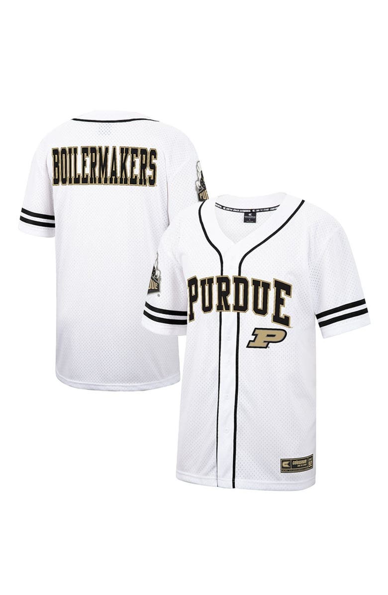 COLOSSEUM Men's Colosseum White Purdue Boilermakers Free Spirited Mesh Button-Up Baseball Jersey, Main, color,