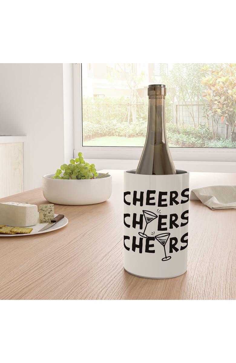 Deny Designs Cheers Stainless Steel Wine Chiller, Alternate, color, Cream