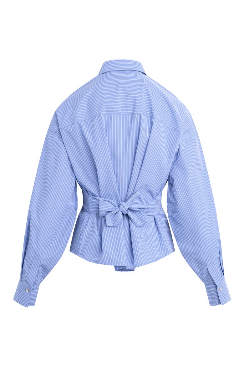 The Back Story Pleated Tie Back Shirt, Alternate, color, BLUE/ WHITE STRIPE