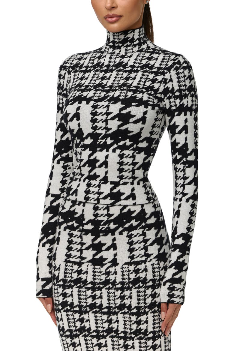 Dual Houndstooth Turtleneck Knit Top, Alternate, color, DUAL HOUNDSTOOTH