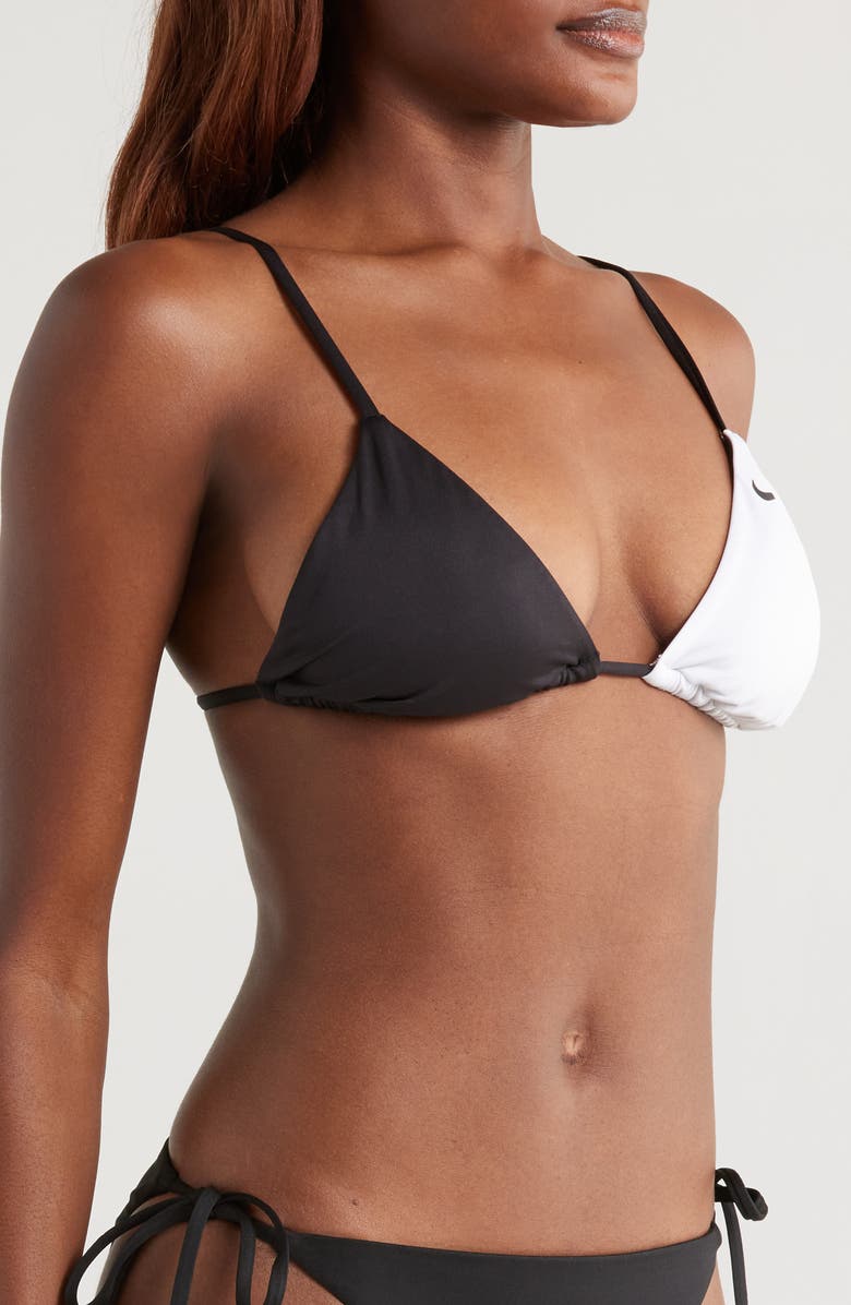 Nike Colorblock Triangle Bikini Top, Alternate, color, Black