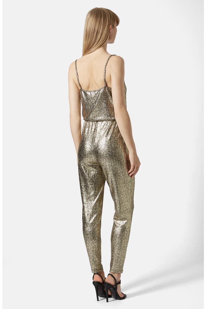 Metallic Snakeskin Jumpsuit, Alternate, color, GOLD