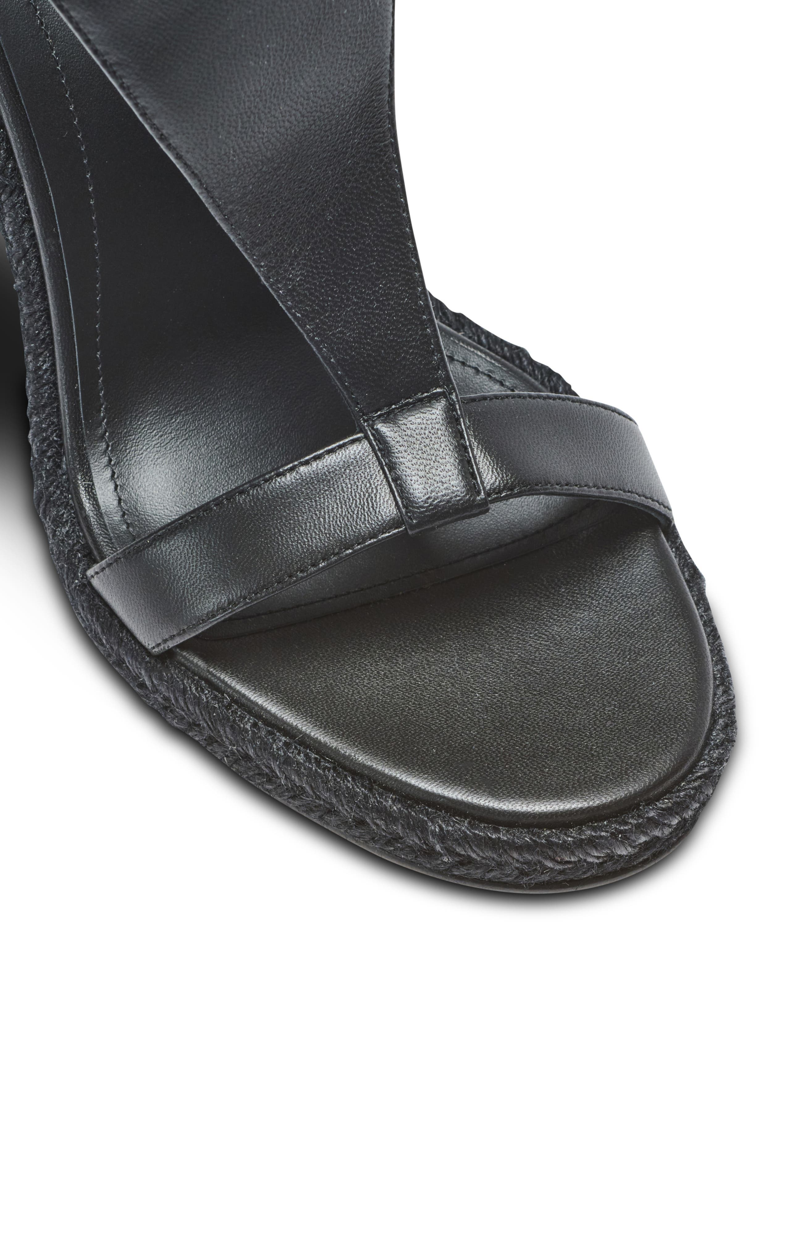 Balmain Anthem wedge lambskin espadrilles, Alternate, color, Black