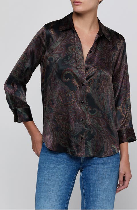 Dani Silk Button-Down Shirt