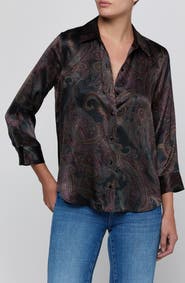 L'AGENCE Dani Silk Button-Down Shirt