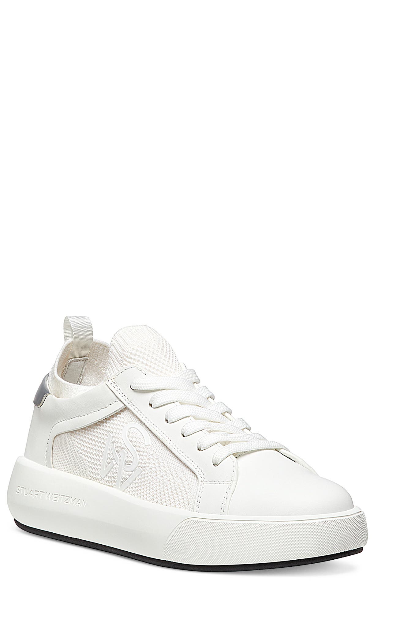 Stuart Weitzman 5050 Pro Sneaker, Main, color, White/ Silver Leather