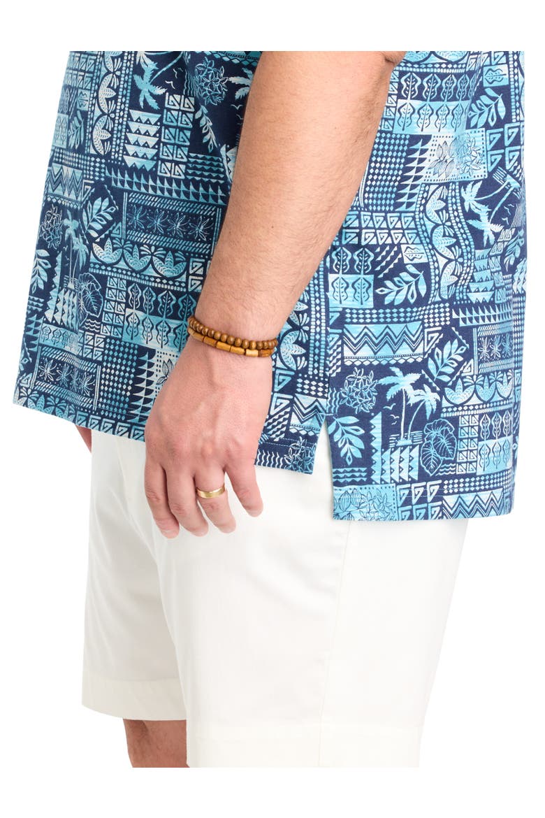 Big & Tall Tonal Tribal Print Polo Shirt, Alternate, color, ADRIATIC BLUE