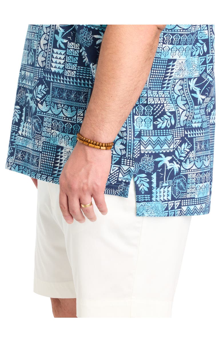 Harbor Bay by DXL Big & Tall Tonal Tribal Print Polo Shirt, Alternate, color, Adriatic Blue
