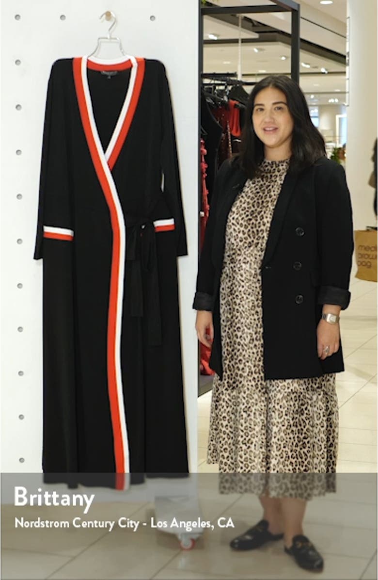 Stripe Tipped Long Sleeve Wrap Dress, sales video thumbnail