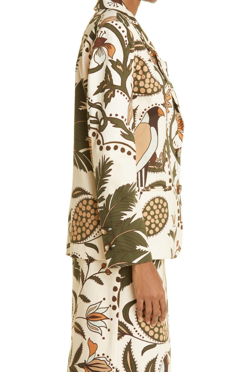 Johanna Ortiz Palm Print Stretch Organic Cotton Blazer, Alternate, color,
