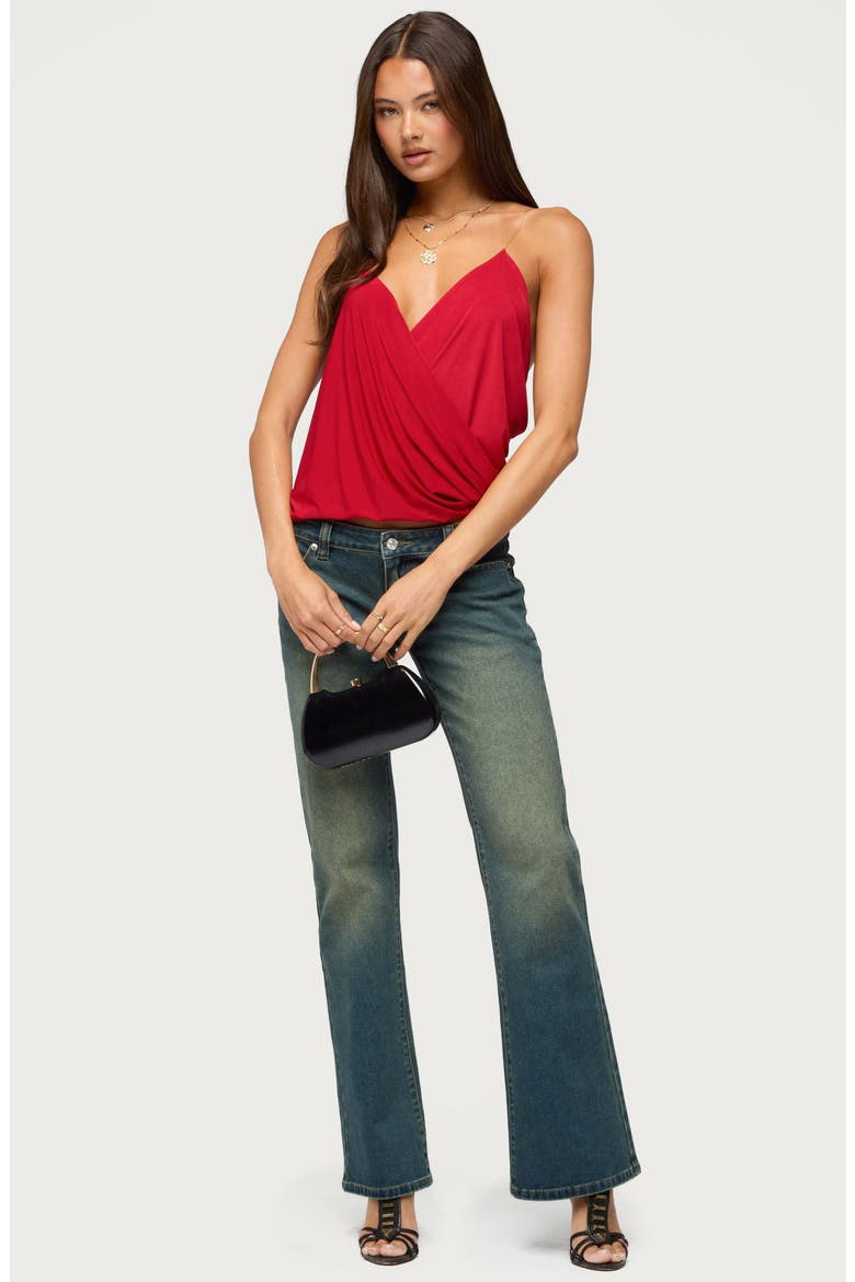 Ainsley Wrap Front Top, Alternate, color, RED