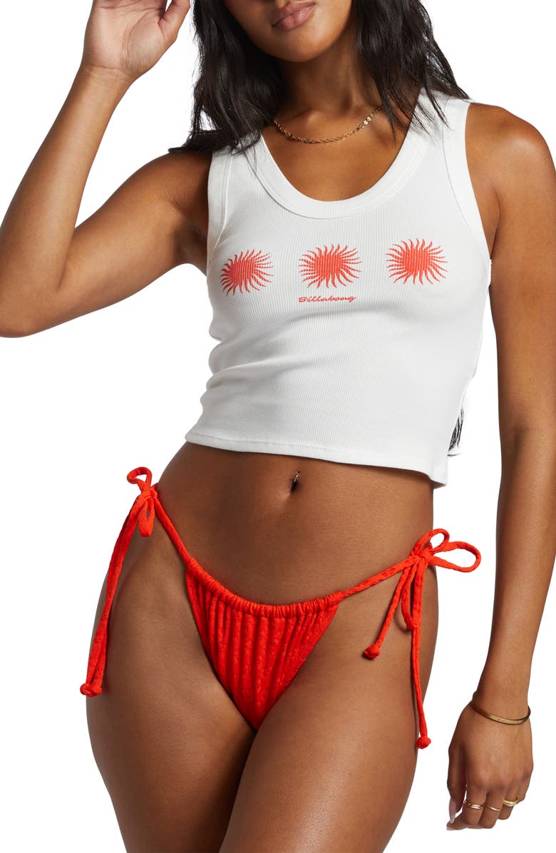 Billabong On Repeat Rib Crop Graphic Tank, Main, color, 