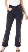 Roaman's Plus Size Embroidered Bootcut Jean