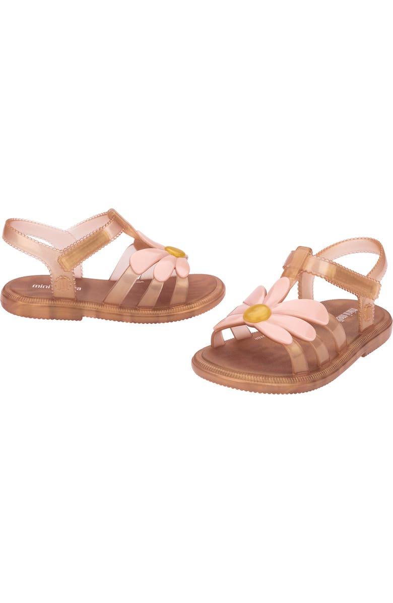 Mini Melissa Kids' Hip Bloomy Ankle Strap Sandal, Alternate, color, Pearlish Brown/ Pink