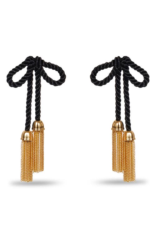 Lele Sadoughi Jet Bow Tassel Drop Earrings In Black