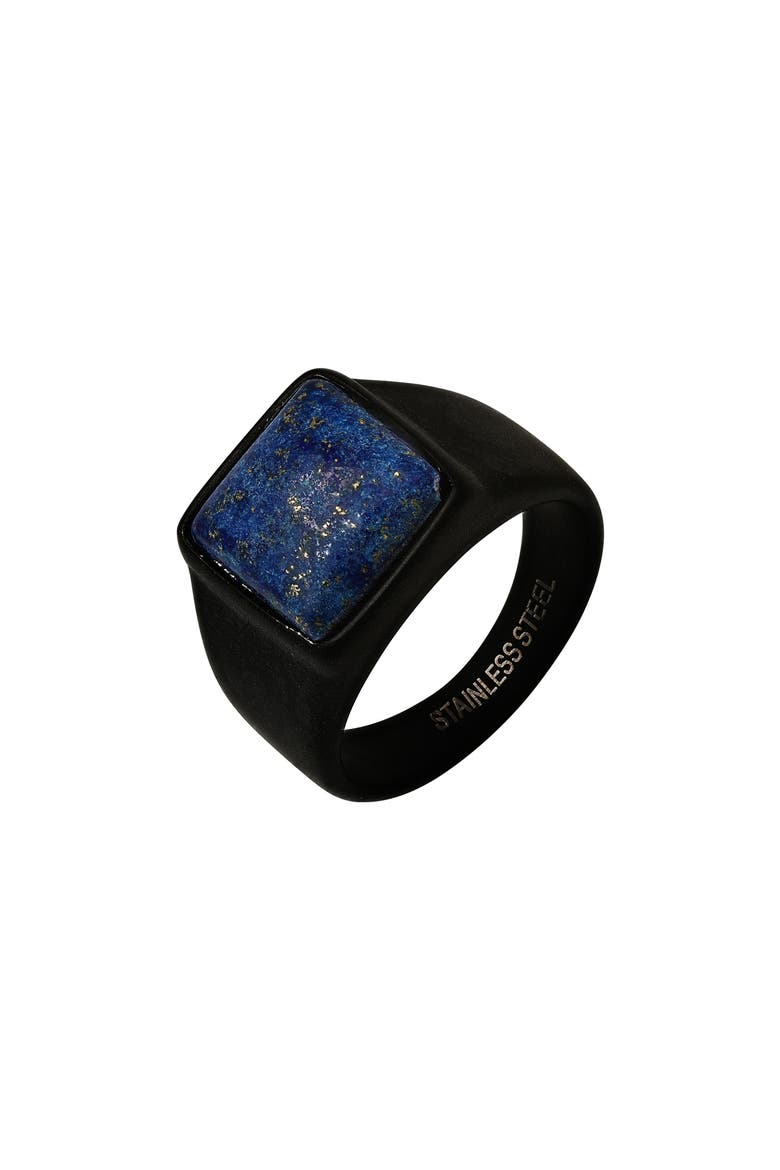 Men's Lapis Lazuli Signet Ring, Main, color, BLUE/ BLACK