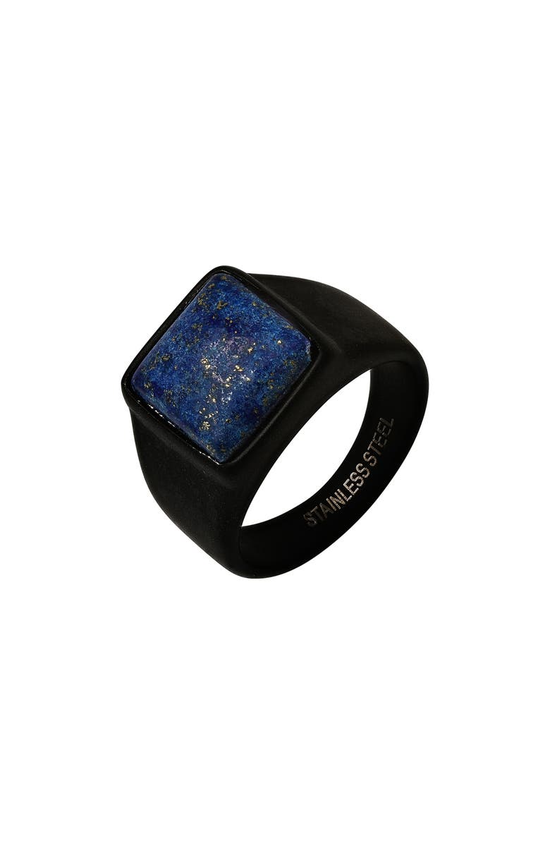 HMY JEWELRY Men's Lapis Lazuli Signet Ring, Main, color, Blue/ Black