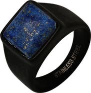 HMY JEWELRY Men's Lapis Lazuli Signet Ring