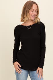 PinkBlush Ribbed Scoop Neck Long Sleeve Top