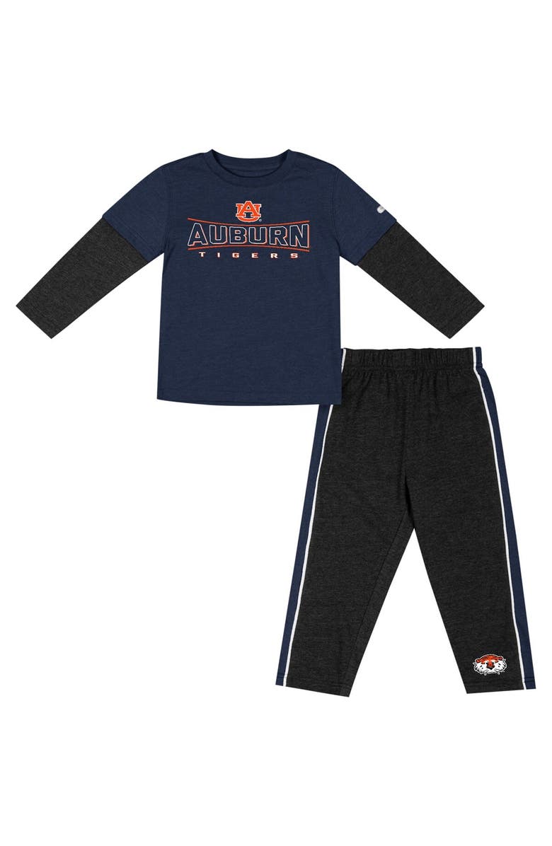COLOSSEUM Toddler Colosseum Navy/Black Auburn Tigers Long Sleeve T-Shirt & Pants Set, Main, color, Navy