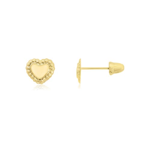 Baby Beaded Heart Screw Back Stud Earrings