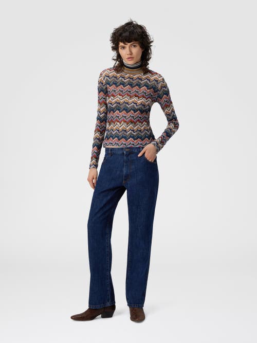 Missoni Chevron Pattern Turtleneck Fitted Sweater In Multi