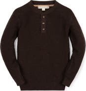 Hope & Henry Kids' Organic Sweater Henley with Elbow Patches