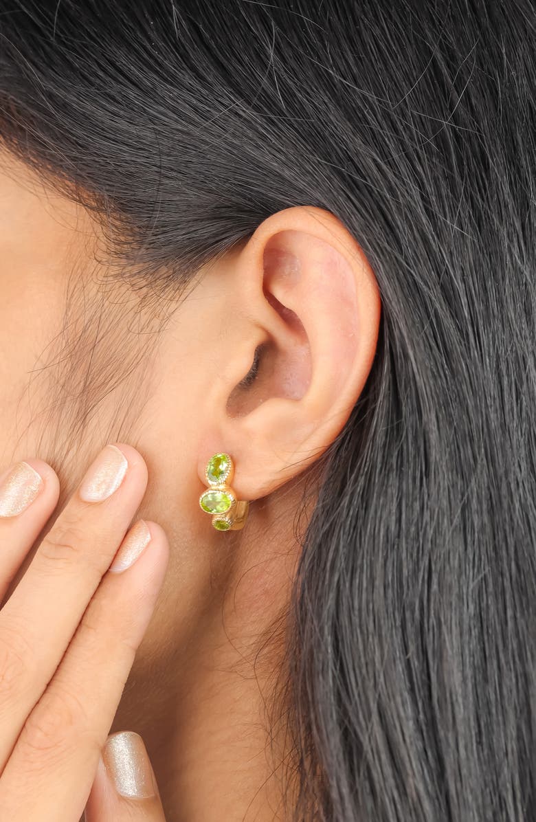YS GEMS Gemstone Huggie Hoop Earrings, Alternate, color, Green